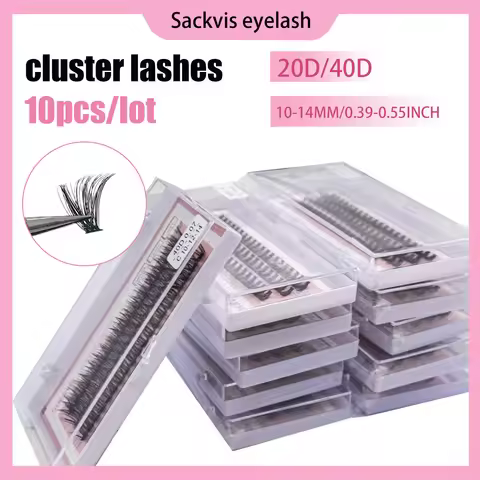 10 boxes of 20D/40D DIY eyelash sets suitable for beginners, with mixed lengths of 10/12/14mm eyelas