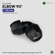 HDPE Pipe Fitting ALVApipe Elbow Coupling 1" (32 mm) (Black)
