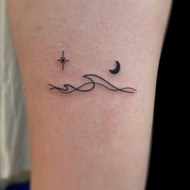 D2KY Minimalist Line Star Moon Wave Tattoo Sticker Waterproof Long-Lasting Female ins Style High-End