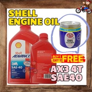  BUY 1 FREE 1 OIL TREATMENT  SHELL ADVANCE 4T AX3 SAE40 ENGINE OIL MINYAK HITAM LC135 RS150 W100 W11