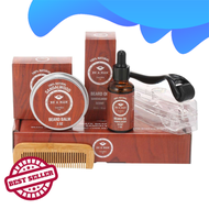 4 Pcs/set Men Beard Growth Kit Beard Roller+ Beard Growth Oil+ Beard Balm+Beard Comb Facial Hair Gro