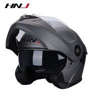 HNJ หมวกกันน๊อค HD ไซน์กระจกสองชั้น Motorcycle Helmet a Matte Gray Free size(57-61CM)