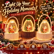 Christmas Snow Globe Night Light Crystal Ball Snowflake Lamp Santa Water Globe Ornament Gift