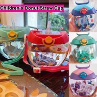 400ML Kids Beetle Donut Cup Cute Cartoon Water Bottle Leak-proof Children's Straw Cup Bottles Convenient Water Bottle Leak-proof