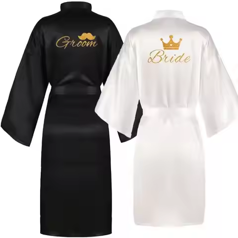 Personalized Groom and Bride Satin Robes Bath Robe Groom Bath Robe Bride Bath Robe Wedding Gift for