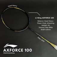 BADMINTON RACKET LI-NING AXFORCE 100 TENSION 31 LBS FOR ADULTS READY TO USE