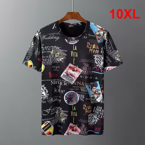 Oversize T-shirts Men Big Size 10XL Tops Tees Hip Hop Casual Print Tshirts Plus Size 9XL 10XL Summer