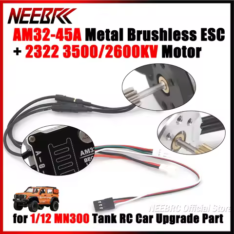 NEEBRC 2322 2600KV 3500KV Outrunner Brushless Motor AM32 45A Metal ESC for 1/12 MN300 RC Tank Car Mo