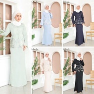 BAJU KURUNG MODERN SATIN LACE DELAILA DAN ZARYA BABY BLUE MINT GREEN LILAC PASTEL YELLOW BAJU TUNANG