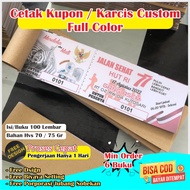 CETAK KUPON/KARCIS CUSTOM SATUAN| kupon custom kupon undian kupon karcis parkir kupon hadiah kupon p