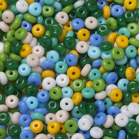 50pcs/Bag Excellent Glass Rice Beads Wheel Beads Colorful Unique Candy-Colored Loose Beads Handmade