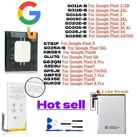 1pcs/lot New Battery For GOOGLE 2 2B PIXEL 3 3XL Pixel 4XL Pixel 4 4XL 4 Pixel 4A 5A 5 5G Pixel 6 Pr
