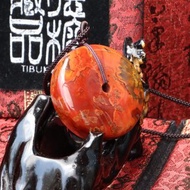 原礦天然戰國紅瑪瑙平安扣 戰國紅平安扣吊墜 43mmx17mm 稀有厚度