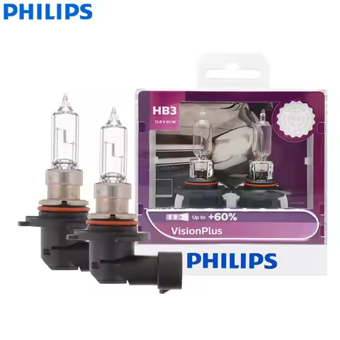 Philips HB3 9005 12V 65W P20d VisionPlus 3250K Bright Light Up to 60% Vision Halogen Original Car La