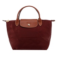 LONGCHAMP LE PLIAGE系列短把再生尼龍摺疊水餃包(小/酒紅)/平行輸入