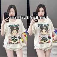 SCRATCHED T-SHIRT WITH MISSED FORM PRINTED WITH A GIRL (SCRATCHED SHIRT _ SITTING GIRL NEW YORK) FOR