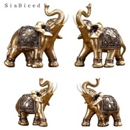 [Homyl1] SiaBiced Resin Elephant Statue, Fengshui Golden Elephant Statue Sculpture Wealth Figurine