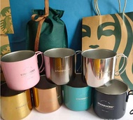 [1+1] 2 Starbucks high-looking electroplated mugs 304 stainless steel coffee cups anti-fall student couple cups with handles