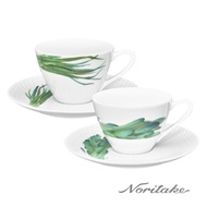 【Noritake】京香旬彩(青蔥/野芥菜)-咖啡對杯-白瓷