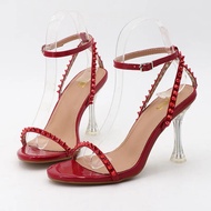 Comfortable high heels rivets sandals women 2023 Summer luxury fetish 9cm silver gold clear heels sa