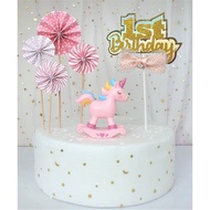 Unicorn Birthday Cake|Pink Unicorn with 1st Birthday Topper|1st Birthday Party Decor|Birthday Cake D