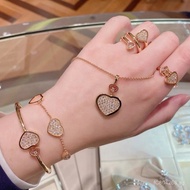 Heart-shaped European and American Style Chopard Ring Set Bracelet Full Diamond Micro-inlaid New Hap