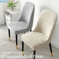 NESSA Curved Chair Cover, Leaf Pattern Stretchable Restaurant Stool Cover, Modern Dust-proof Thicken
