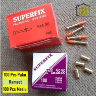 PAKU RAMSET MESIU MERK SUPERFIX PANJANG 3 CM TANPA ANGLE CLIP ISI 100 - RHUS.STR