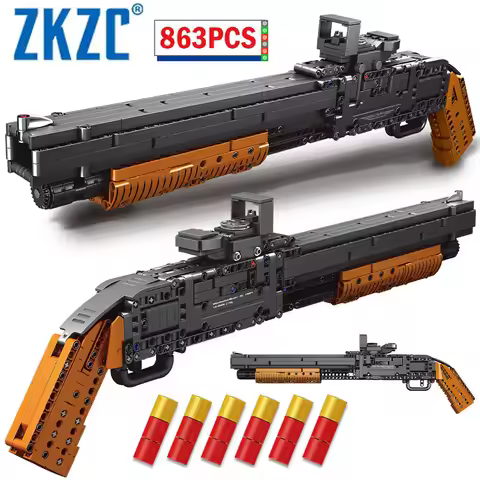 ZKZC Military Shotgun Sniper Rifle Assault Rifle Building Block City Police Pistol Brick Children To