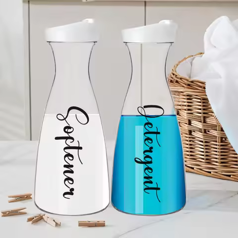 2PCS Storage Bottles Laundry Room Detergent and Softener Dispenser Bottles 1000ML Refillable Laundry