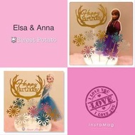 Elsa / Anna 紗裙生日蛋糕裝飾插牌
