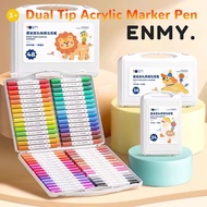 ENMY Dual Tip Acrylic Marker Pen Drawing Colouring Painting 12/24/36/48/60/80 Color Waterproof Maker