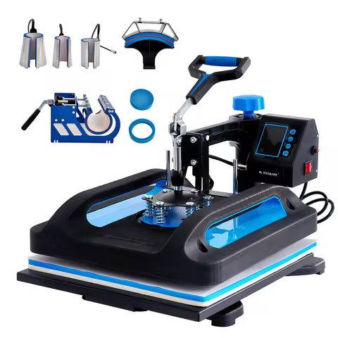 ROOMARK 8 in 1 Heat Press Machine, 15x15 Digital Heat Transfer 360° Rotation Multifunction Sublimati