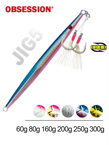OBSESSION J5 60g 80g 160g 200g 250g 300g 350g Metal Jig Fishing Bait Sinking Jigbait Saltwater Lumin