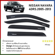 คิ้วกันสาดประตู คิ้วกันฝนประตู สีดำ อะคริลิคแท้ สำหรับรถ Nissan Navara 2005 2006 2007 2008 2009 2010