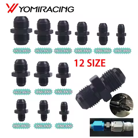 AN4 AN6 AN8 AN10 Aluminum Male Flare Union Nitrous Oil Fuel Hose End Adapter Fitting Straight AN Mal