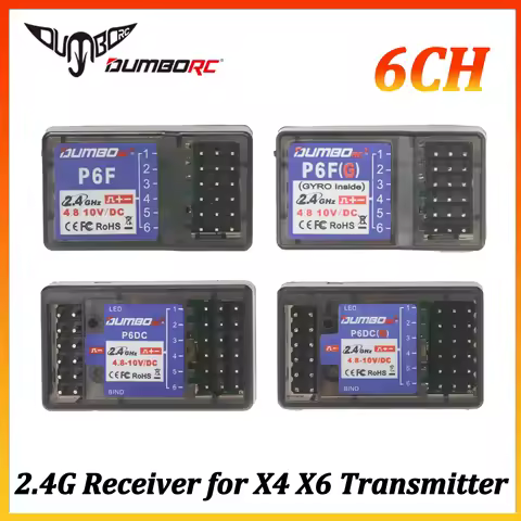 DUMBORC P6F P6FG P6DC P6DCG 6CH 2.4G Receiver Radio System for X4 X6 DDF-350 Transmitter Remote Cont