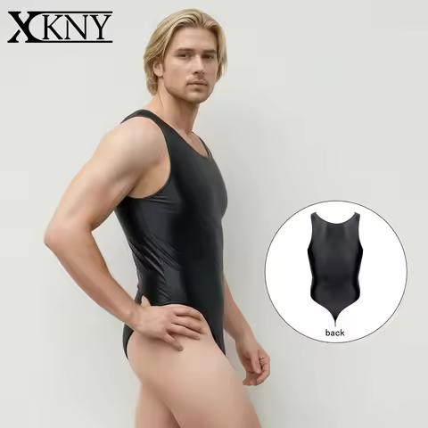 XClocKNYoung satin glossy men's swimsuit satin glossy T-shaped swimsuit yoga swimming casual silk ti