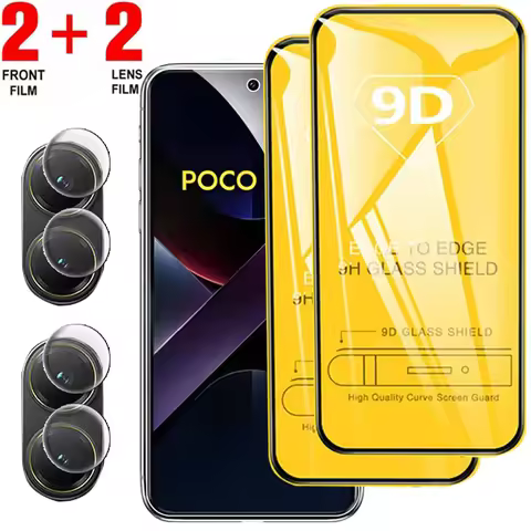 4in1 9D Tempered Glass For POCO X7 X6 X5 X4 X3 Pro NFC GT Lens Protecte For POCO M7 F6 F5 M6 Pro C75