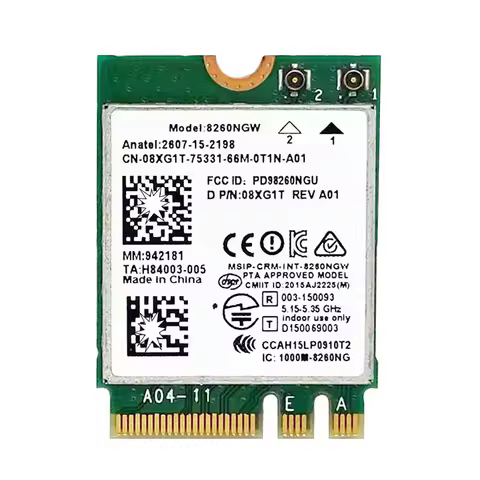 Dual Band Wireless-AC 8260 8260NGW NGFF wifi Card 867Mbps 2.4/5GHz 802.11a/b/g/n/ac Bluetooth 4.2 82
