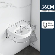 Wastafel Tangan Keramik Set wastafel cuci Set Cermin Berdiri Baskom Keramik Balkon Wastafel kamar ma