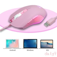 DLAY Portable Type C Mouse USB C Mice 6 Buttons 3600DPI Ergonomic Gaming Mouse for Windows PC Laptop