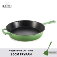 iGOZO Greeny Pure 26cm Cast Iron Frypan (Free Silicon Slotted Turner)