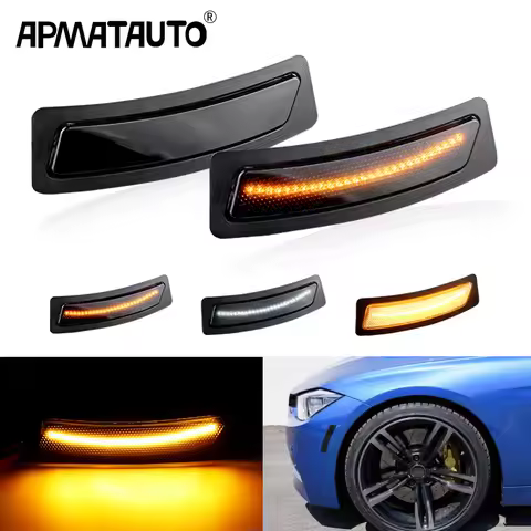2Pcs LED Smoke Len Side marker Turn Signal Lamp Front Bumper Reflector Light For BMW 3 F30 F31 320iX
