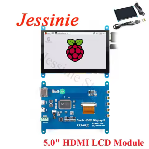 5inch HDMI-compatible Capacitive Touch Screen 5.0" LCD Display Module 800x480 for Raspberry Pi 2B/3B