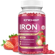 Iron Supplement for Women & Men Gummies, Multivitamin Blood Builder Iron Supplement with Folate Vita