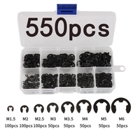 550 Pieces E Clip Washer Ring Clip Washer Fixing Ring Bag Fixing Buckle Split Washer Set M1.5 M2 M2.