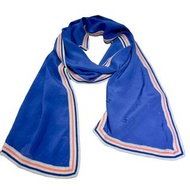 99%NEW 二手CHANEL圍巾 SILK SCARF 藍色刺繡雙C圖案絲巾