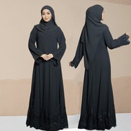JOJOBars Jubah Abaya jubah wanita Muslimah 2025 PLEATED ALLIUM ABAYA Muslimah Dress Moden Italian Cr