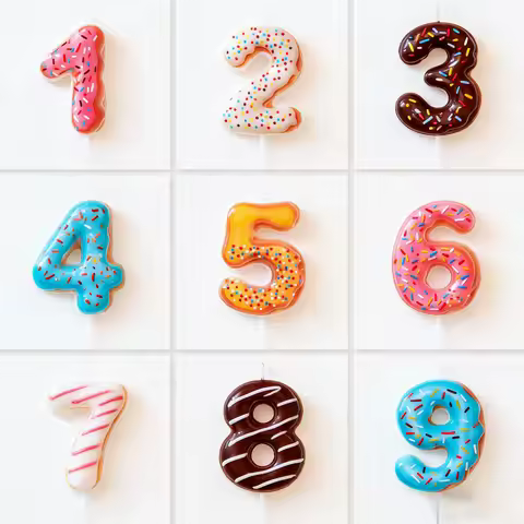 Cute donuts, playful birthday candles, colorful donuts, small cakes, candles, decorative inserts